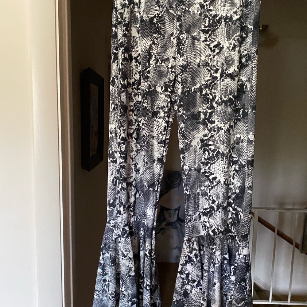 Black and white flare pants